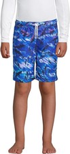 Lands' End Boys Large Cool Sharks Swim Trunks Drawstring Pocket Mesh Lined NWT