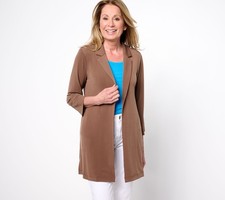 Susan Graver Women's Top Sweater Sz S Every Day Liquid Knit Open Brown A638791