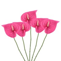 "13\" KüNstliche Anthurium Lilien Blumen 5 Pack Dauerhafte Blume Dunkel Rosa"