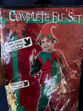 Fun World 6-Piece Elf Costume Set Polyester Metallic Belted Red/Green 4-14