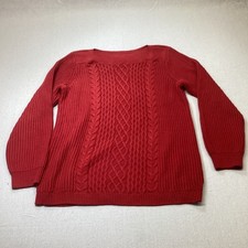 Tommy Hilfiger Sweater Womens M Red Cable Knit Classic Preppy Academia NWT