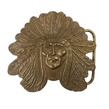 Vintage Antique Chief Sitting Bull of the Sioux Nation Brass Belt Buckle 4