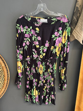 Urban Outfitters UO Womens S Mini Dress Long Sleeve Bold Floral Fairy Whimsigoth