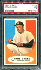1961 Topps #222 Jimmie Dykes PSA 7 NM
