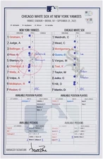 Game Used White Sox Lineup Card Fanatics Authentic COA Item#14325196