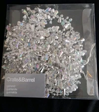 Crate And Barrel Silver Plastic  Iridescent Garland 9 Foot Strand 