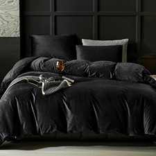 Flannel Velvet Duvet Cover Size Duvet Cover Bedding Sets, 3pcs Queen Black