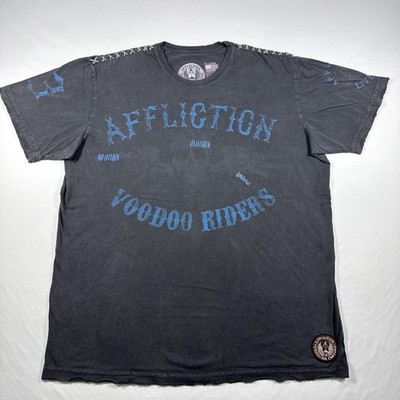 Affliction Voo Doo Riders T Shirt Mens Black Graphic Skull X Large Black Moon