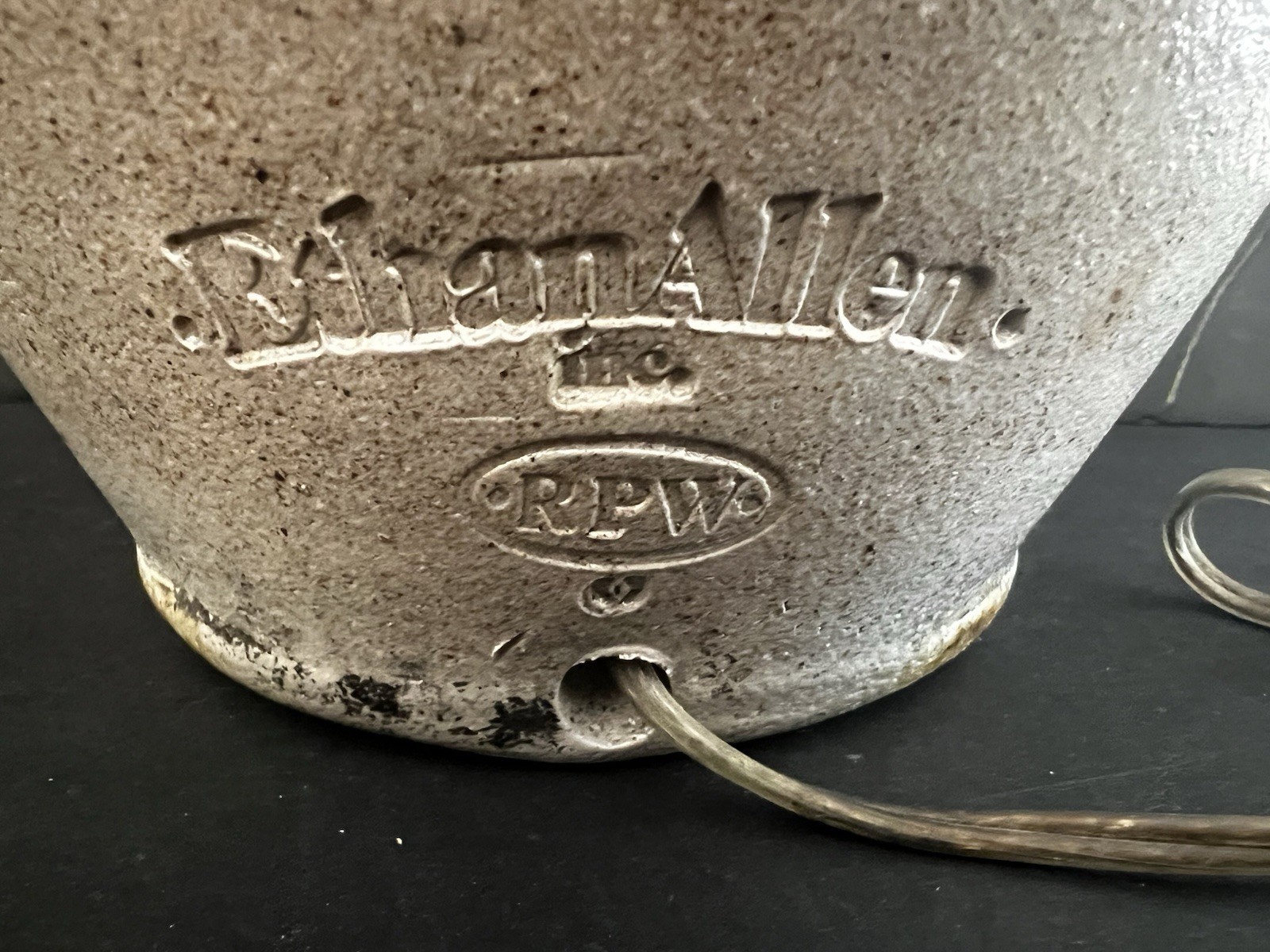 Vtg Ethan Allen Lamp Rowe Pottery Jug Salt Glaze Stoneware Blue Bird  Folk Art