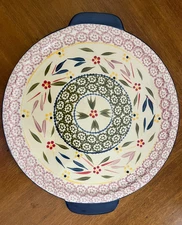 Temp-Tations by Tara Old World Colorful Round Serving Plater with Handles