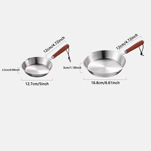 304 Stainless Steel Frying Pan Flat Bottom Open Skillet Kitchen Oven Safe - Bild 1 von 14