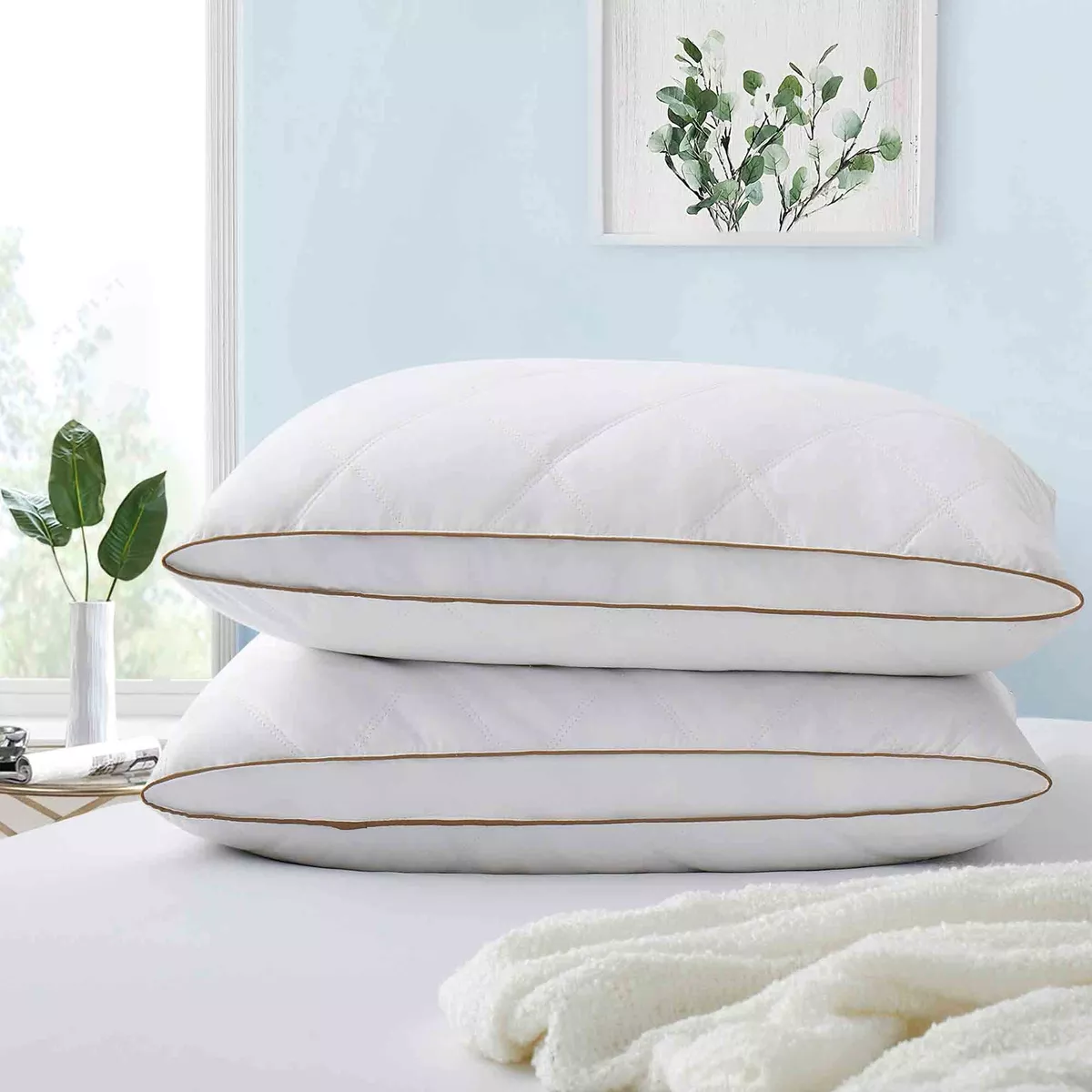 Peace Nest 2 Pack Feather Down Throw Pillow Insert, White, 18 X