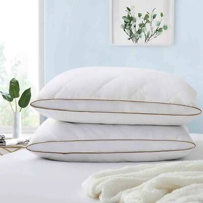 PEACE NEST 2 Pack Gusseted Goose Feather Down Bed Pillows King Size Pillows