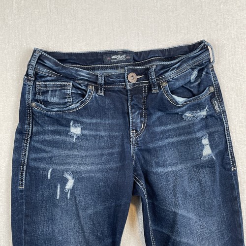 Jeans donna argento taglia 28/22,5 * Suki Capri punto spesso invecchiato lavaggio scuro - Foto 3 di 11