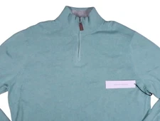 NWT GRAYSON & DUNN COTTON 1/4 ZIP MOCK SWEATER LONG SLEEVE MENS XL SEAFOAM GREEN