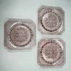 Jeannette Adam Pink Depression Glass 6" Bread / Dessert Square Plates, Set of 3