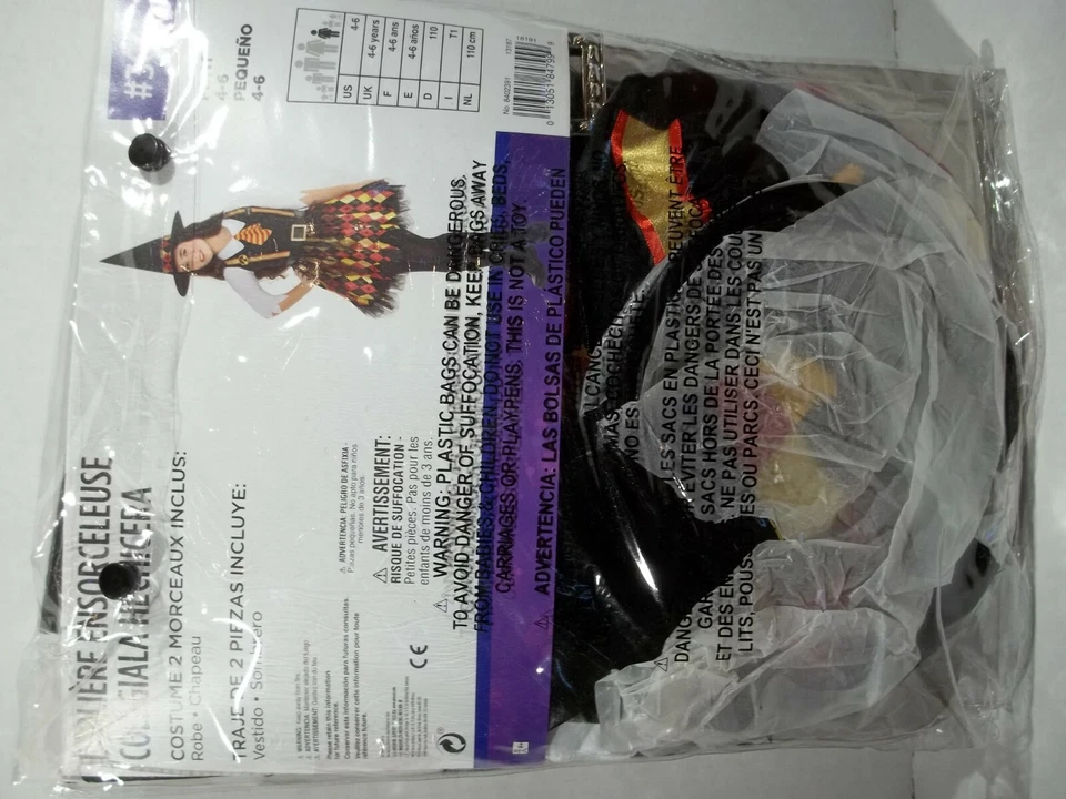 WITCHY SCHOOL GIRL Halloween Costume, CHILDS Size SMALL (4-6) - Image 3 of 4