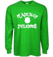 Funny st patricks day t-shirt Magically Delicious decal shirt for men green