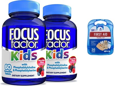 Focus Factor  Berry Blast  60 Chewable Tablets(pack of 2)with free first aid kit