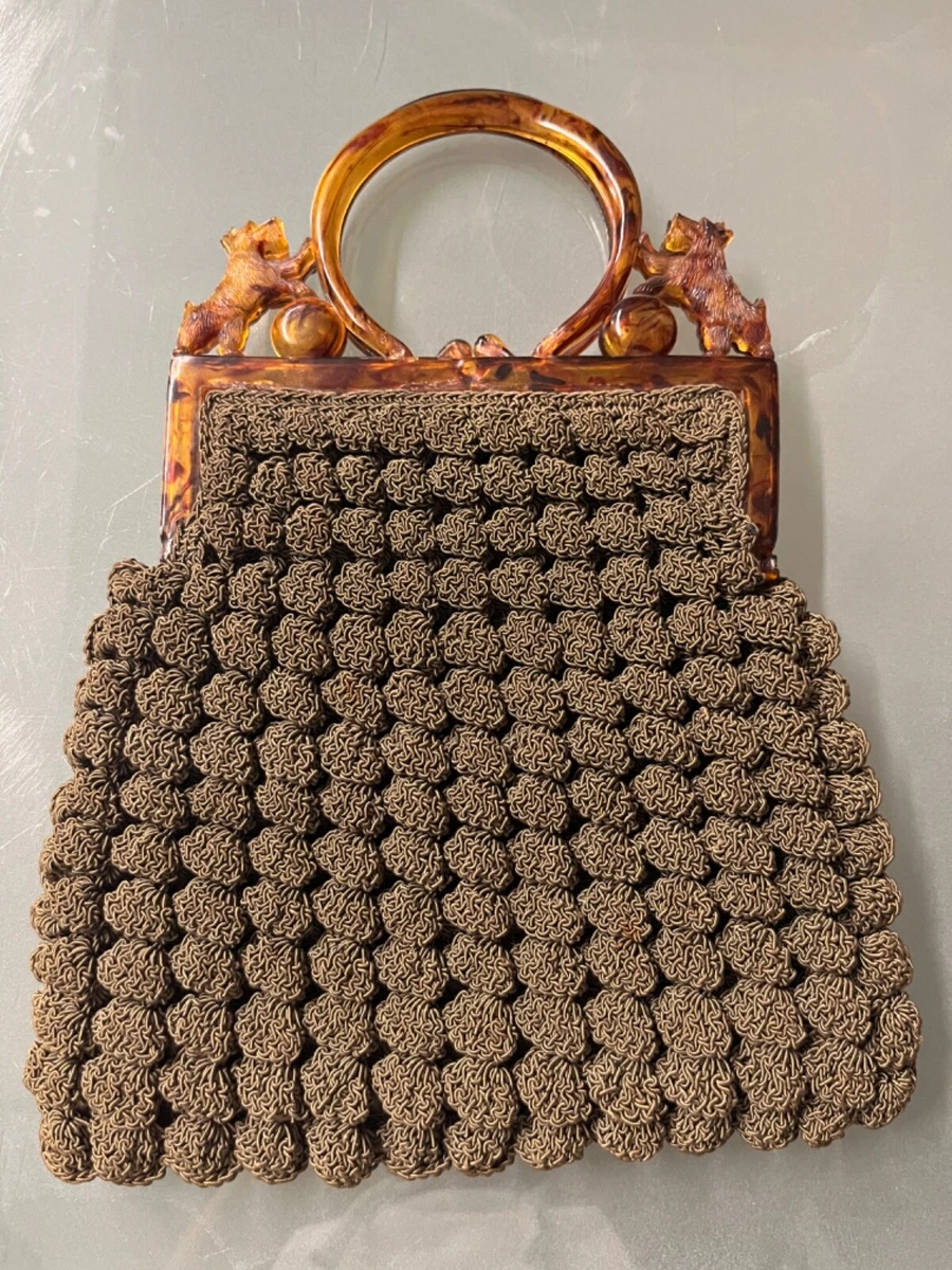 Vintage crochet shop bag