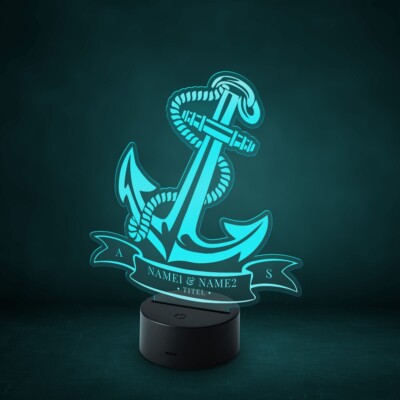 Acrylglas-LED-Stimmungslicht 'Anker' – Mit 7 Farben & 2 Modi, Per USB Betrieben, Personalisierbar Mit Gravur