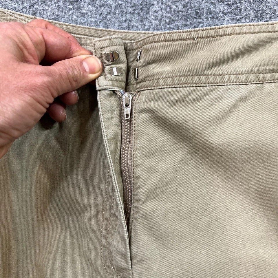 Pantalones Jill Vintage Mujer 10 Beige Algodón Carga Bolsillos Frontales Rectos Recortados Foto 4 de 4