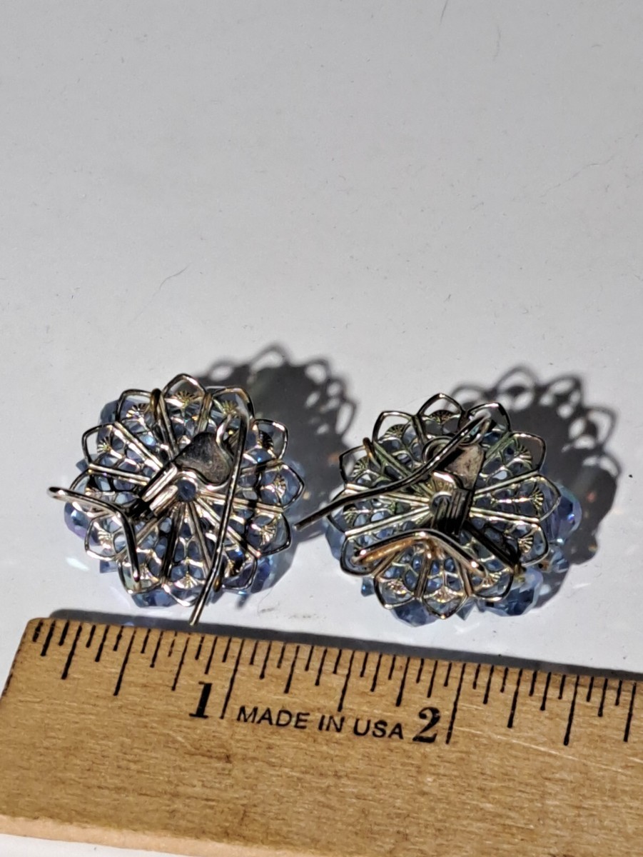 Vintage Judith McCann Wingback Aurora Borealis Earrings With PAT