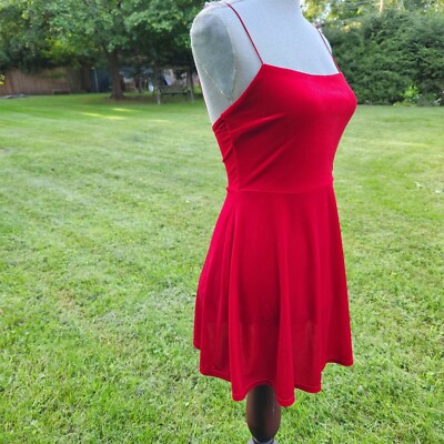 Urban Outfitters Red Velvet Mini Dress Sleeveless Skater Small Flawless USA  | eBay