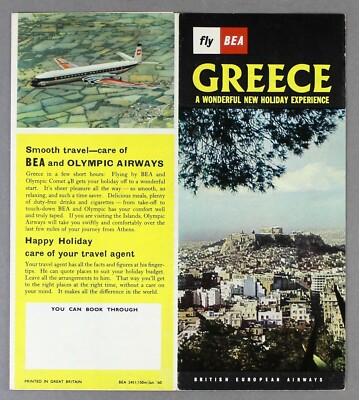 BEA BRITISH EUROPEAN AIRWAYS GREECE BROSCHÜRE KOMET 4B BILD 1960 B.E.A.
