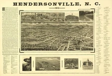 16" x 24" 1912 Map of Hendersonville, North Carolina Hendersonville, N.C.