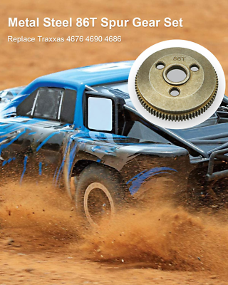 GLOBACT 86T Steel Spur Gear Set - 48P, For 1/10 Slash 2WD, Rustler, Stampede, With 19T & 21T Pinions