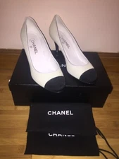 Brand New Chanel White and black tip pumps size 40
