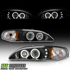 Black 94-98 Ford Mustang Dual Halo Projector Led Headlights Lights Leftright Black 94-98 Ford Mustang Dual Halo Projector Led Headlights Lights Leftright