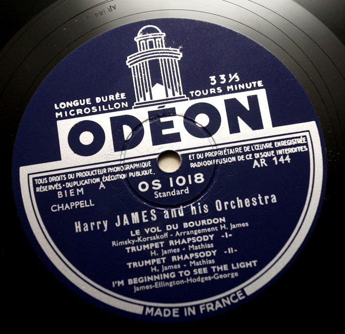 HARRY JAMES jazz swing french 1954 odeon OS 1018 disque vinyl 25cm