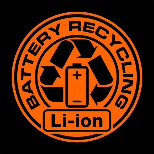 BATTERY RECYCLING Decal Sticker e-Cycle, Recycle, Trash, Planet - Size & Colors - Picture 5 of 15
