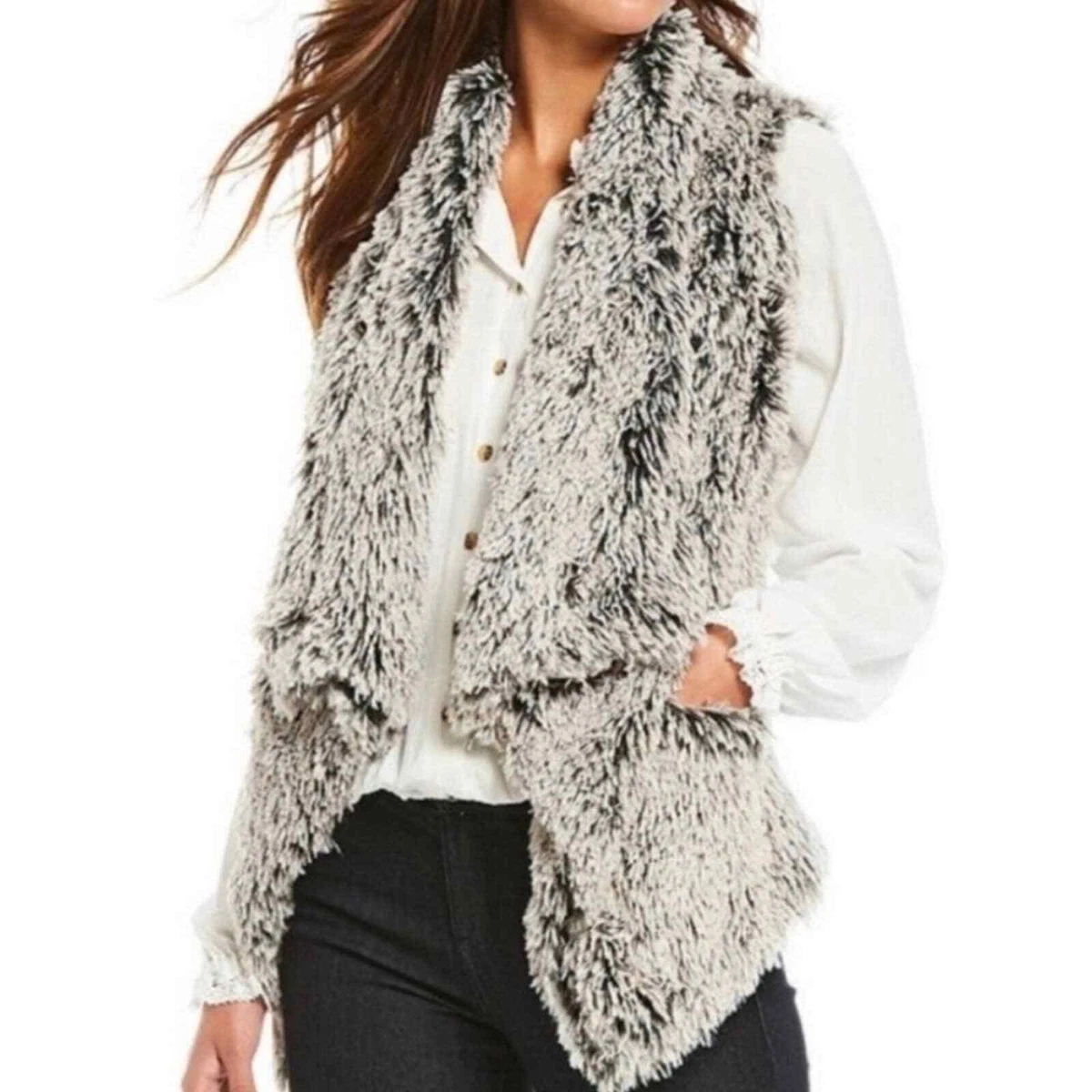Democracy Shaggy Faux Fur Vest Size Large NWT eBay