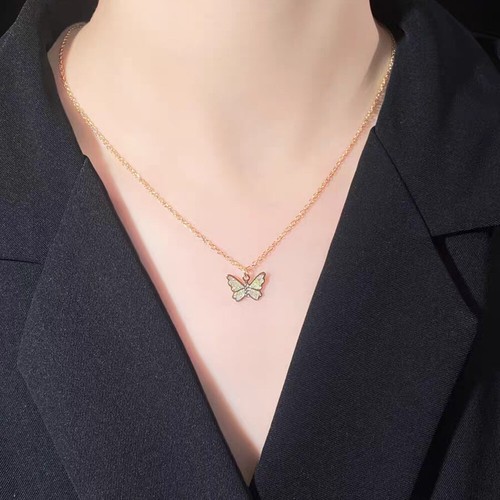 Dünne Kette Halskette Für Frauen Choker Schmetterling Anhänger Gold Silber < - Bild 3 von 10