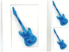 Painting of electric guitar 3d  mounted unique unusual musician gift blue 