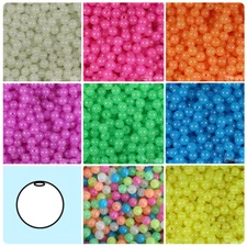 BeadTin Glow 8mm Round Plastic Beads (300pcs) - Color choice