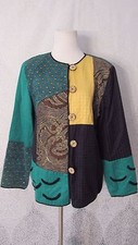 Women's Julia Ken Jacket Blazer Tapestry Embroidered Fall Colors Gold Size M
