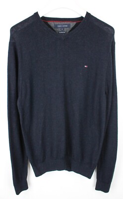 Tommy Hilfiger Pullover Herren M Lammwolle V-Neck Eng Strick - Main Image