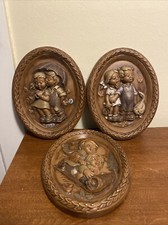 3 Vintage 3D Old Fashioned Wall Plaques Leisuramics Inc 1973