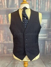 Vintage Navy Check Waistcoat/Vest Chest 40"/102cm  WCSF 