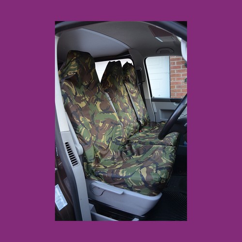 Green DPM Camo Universal Waterproof Single Double Seat Covers for Medium Van - 第 1/2 張圖片