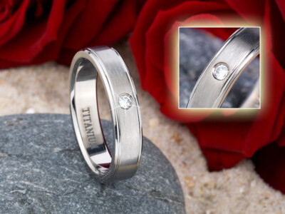 Titanring Ring Bandring Damenring Partnerringe Titanium Zirkonia T614 Größe 19