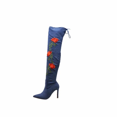 thigh high embroidered boots