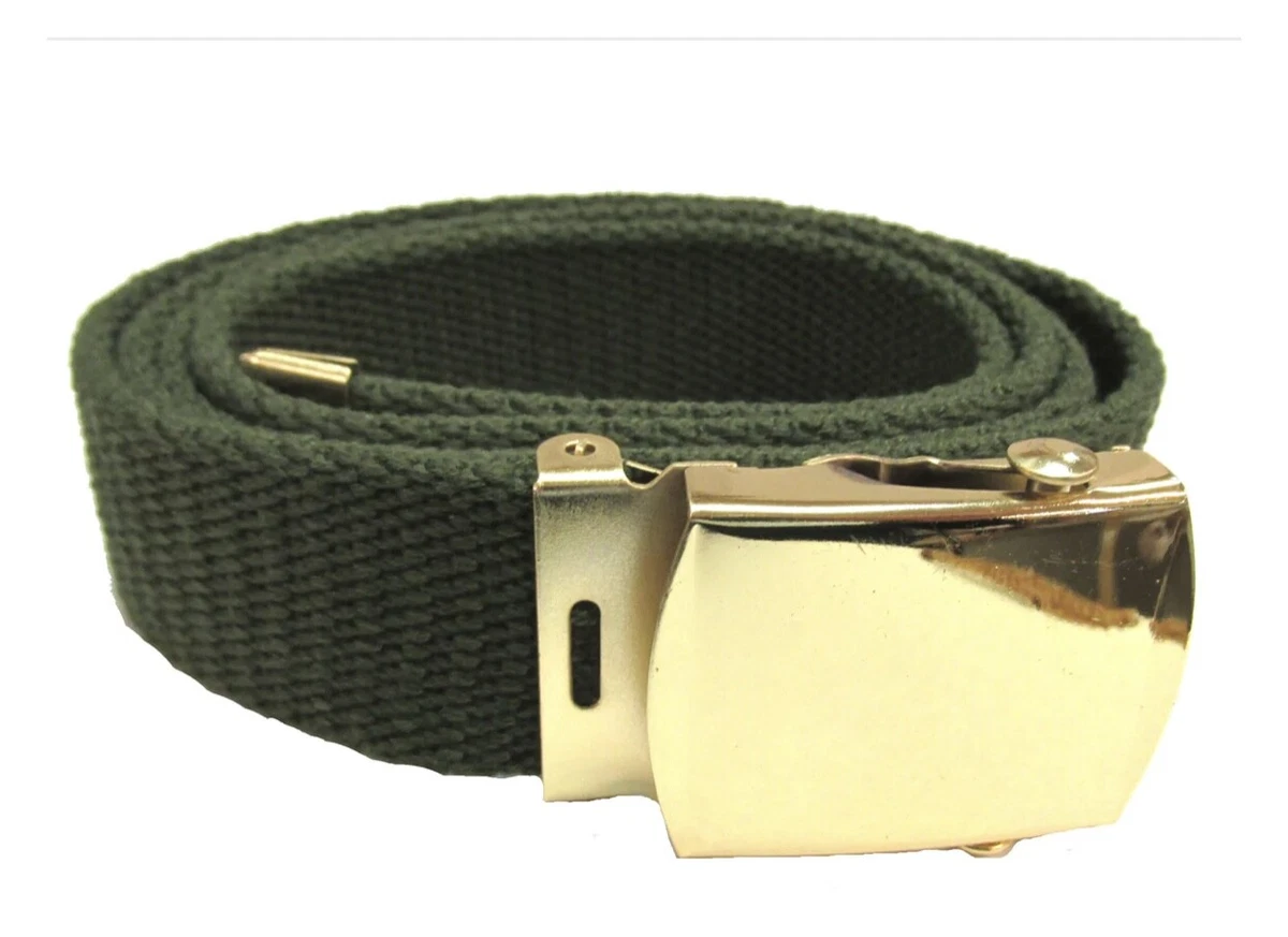 ADJUSTABLE 56 ASSORTED CANVAS MILITARY WEB BELT gold buckle BUY