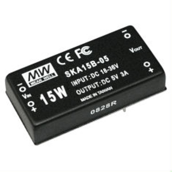 Meanwell SKA15B-15, Dc Dc-Wandler, 18-36V:+15V 1000Ma 15W-image