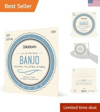 Banjo Strings, Nickel-Plated Steel, EJ60, Light Gauge 9-20, 5-String Set, Pac...
