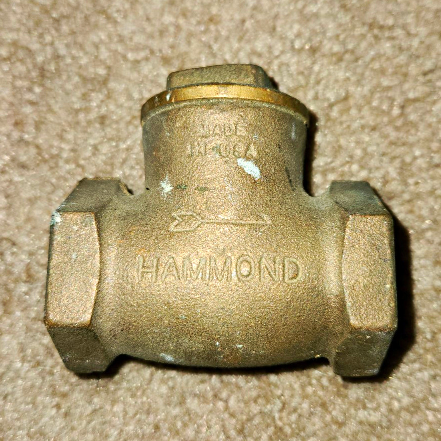 Hammond Brass Swing Check Valve, Threaded, 1 in, 125 psi, Water, 125 WOG